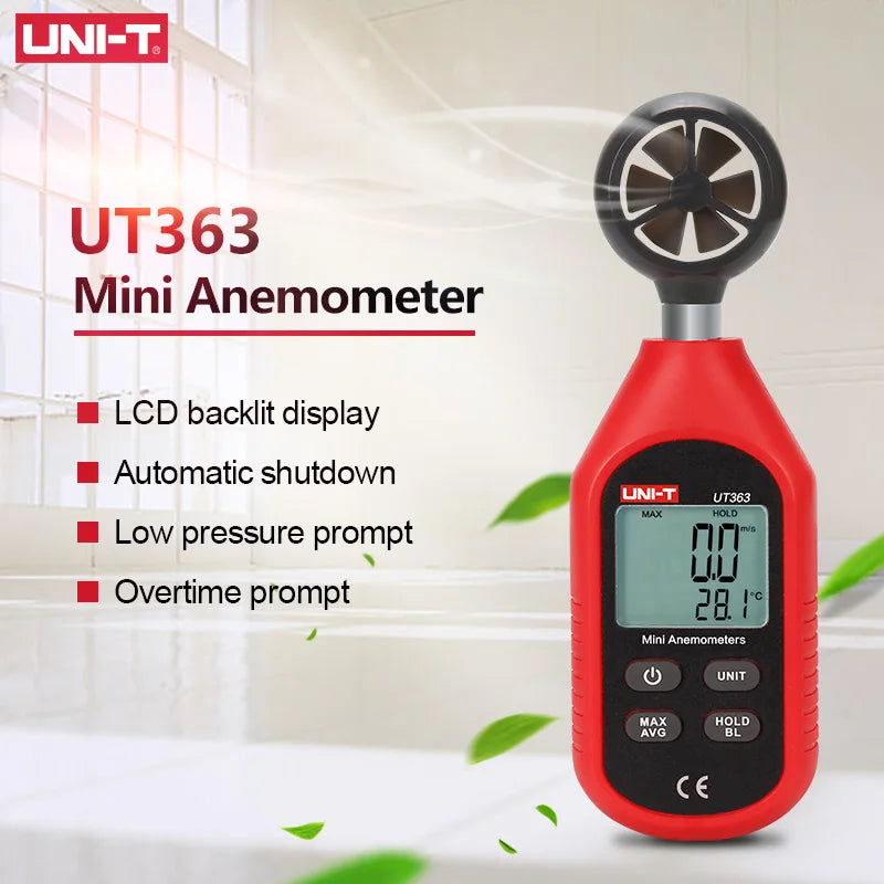 UNI-T UT363 mini anemometer LCD backlight and auto power-off features