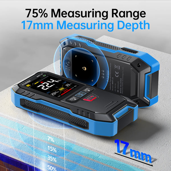 FNIRSI WMT-10 pinless moisture meter with 17 mm sensing depth