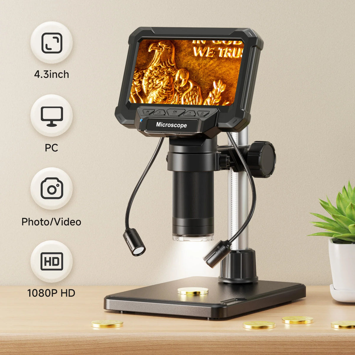 4.3-Inch 1000X Digital Microscope with 8 LED Lights detail image 3