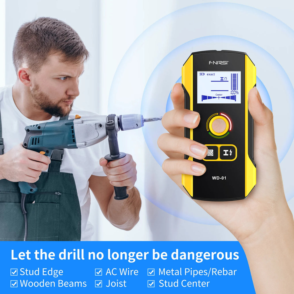 FNIRSI WD-02 maximum detection depth chart for metal wire and framing