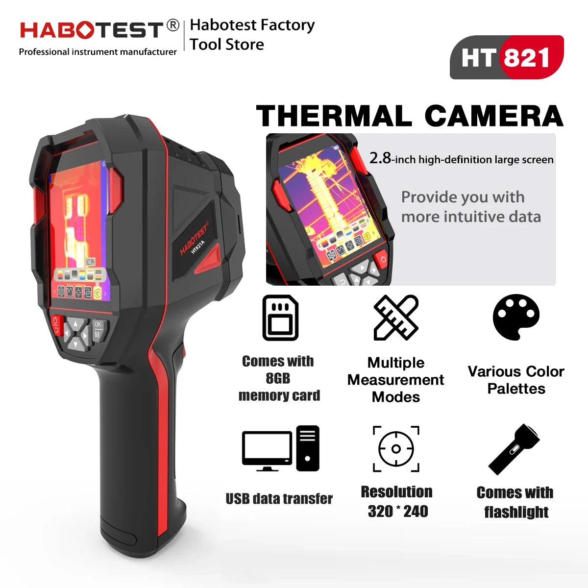 HABOTEST HT821A thermal camera feature overview