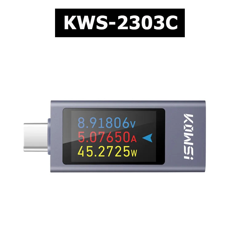 KWS-2303C USB-C power meter front view with color display